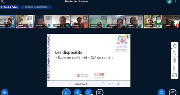 Les directeurs des Tuamotu en visioconférence avec l’Inspectrice Fatiha INZA