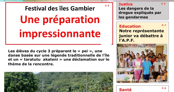 SPME : les CM1 et CM2 de Rikitea font leur Une