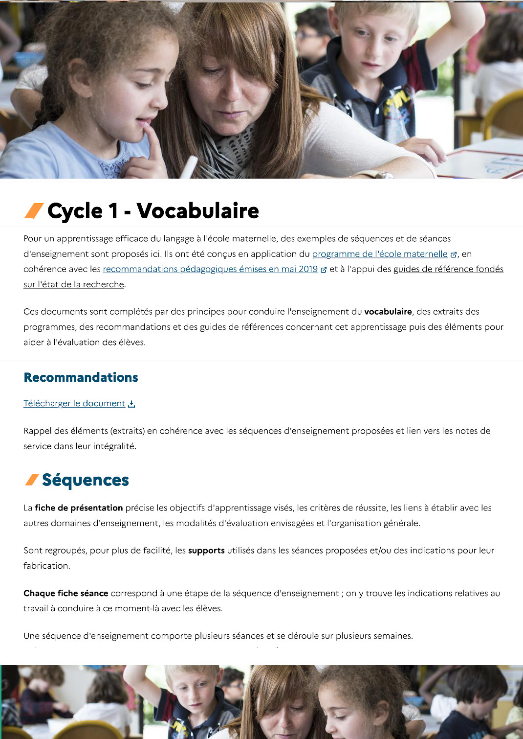 Cycle 1 - Vocabulaire